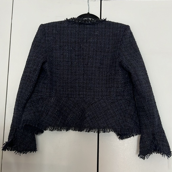 Derek Lam 10 Crosby Navy Tweed Elizabeth Peplum Jacket - Picture 5 of 5